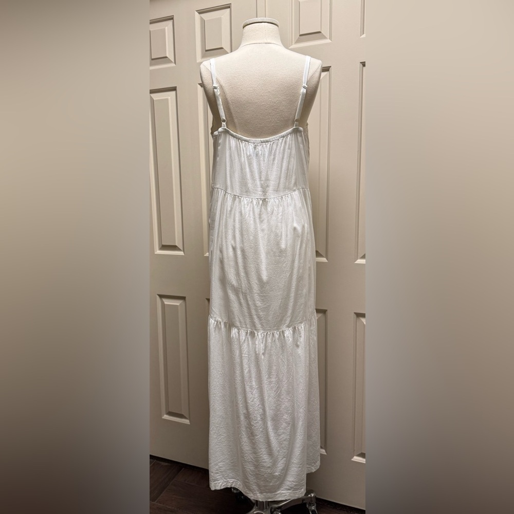 Old Navy 100% Cotton white maxi dress CAMI style lined w/adjustable straps LARGE - Picture 7 of 11